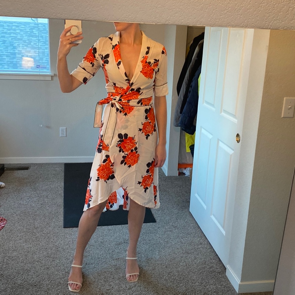 Ganni silk wrap dress.